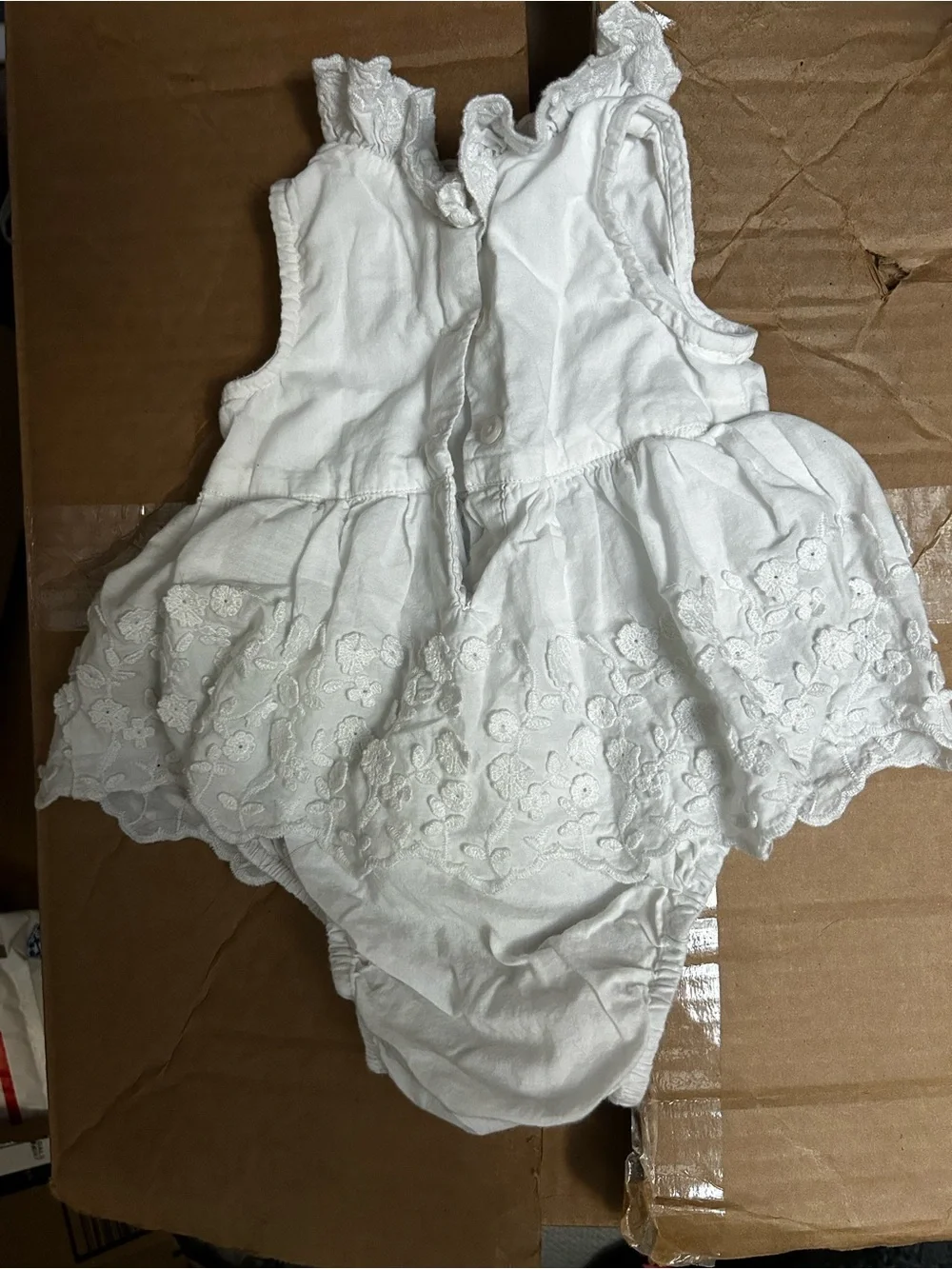 GAP White Floral Eyelet Diaper Cover Romper